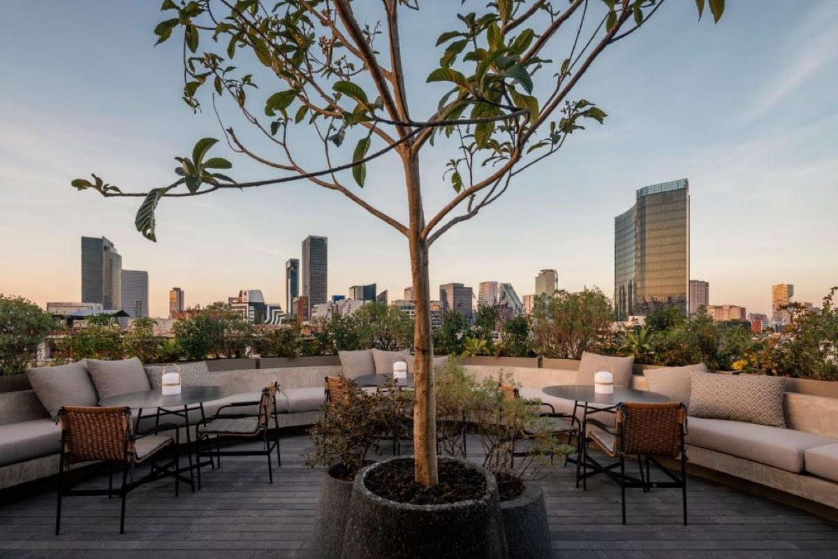 Terraza con vista al skyline de Ciudad de México