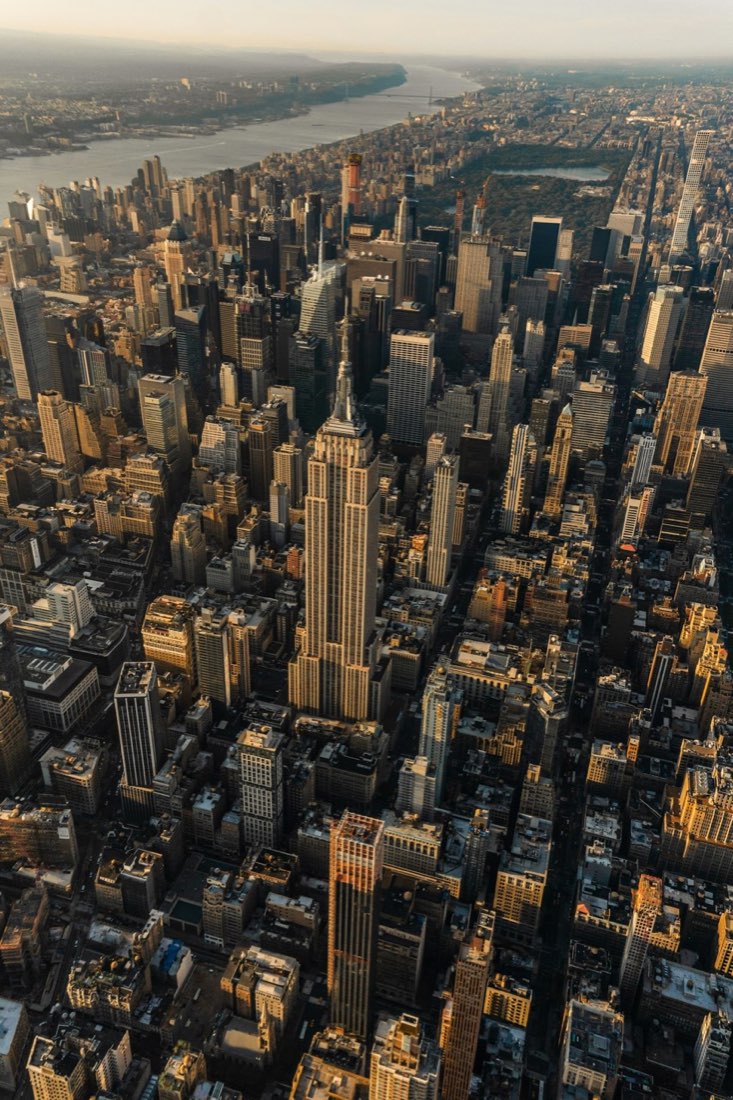 Aerial view of Midtown Manhattan and the Empire State Building