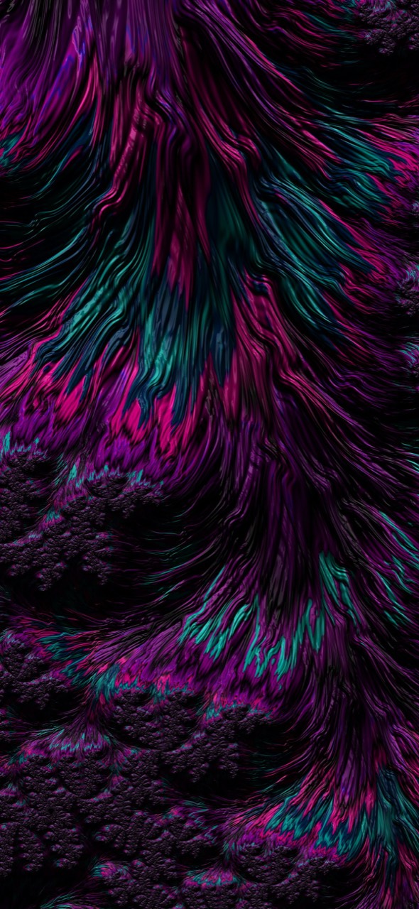 Close-up of a multi-color 3D print with flowing purple and teal texture