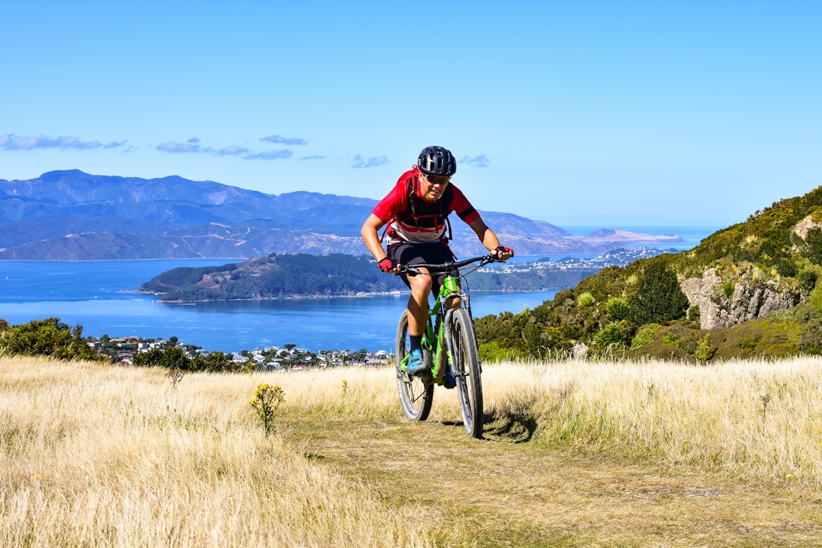 A person riding a mountain bike on a trail