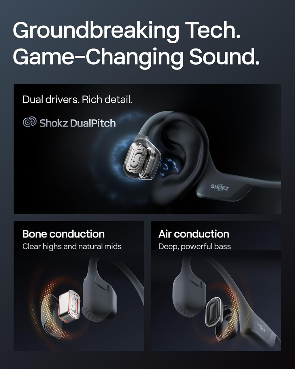 Diagram of Shokz DualPitch dual-driver technology
